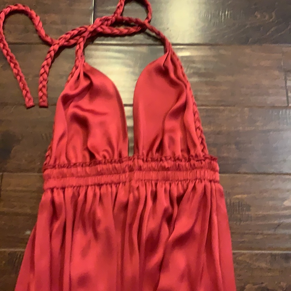 Loveshackfancy Silk Like Material Halter Maxi Dre… - image 5